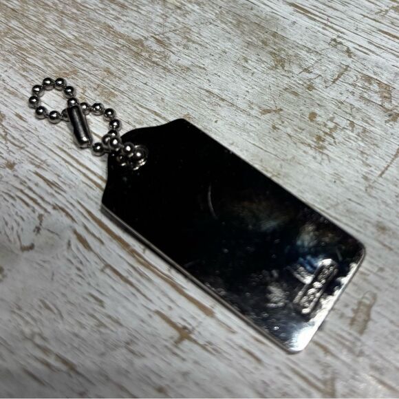 COACH Signature Silver Tone Brass Purse Hang Tag Keychain Charm EPC - Picture 2 of 3